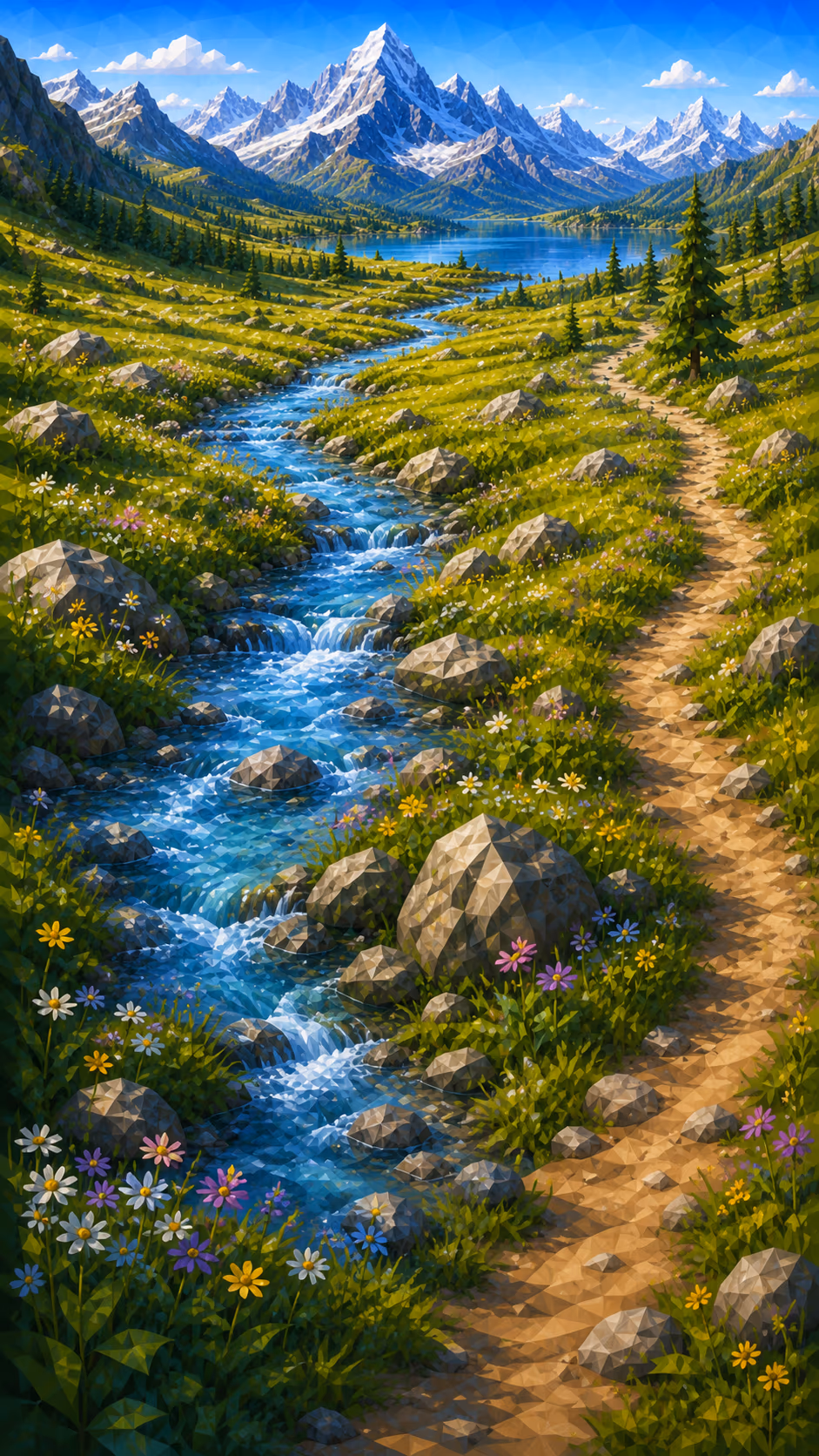 山间的旅行风景插画